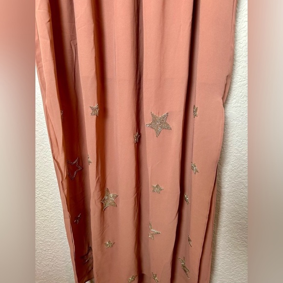 NWT Chaser Beaded Star Split Long Sleeve Pink Maxi Dress - Picture 4 of 5